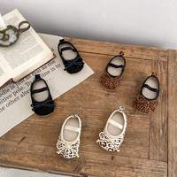 Chaussures pour filles, printemps, nœud, imprimé léopard, chaussures pour bébés, semelle souple, chaussures de marche pour bébés