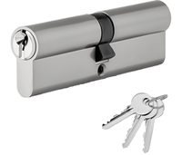 Serrure à cylindre XFORT nickelée 45/55 Euro (100 mm) en laiton, 6 goupilles, 3 clés, sans entraxe, pour porte d'entrée et porte intérieure