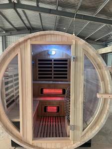 HELIUS 2-Person Outdoor Sauna Room Infrared Heater Dry Red Cedar Barrel Sauna Room Outdoor - Product Image 4