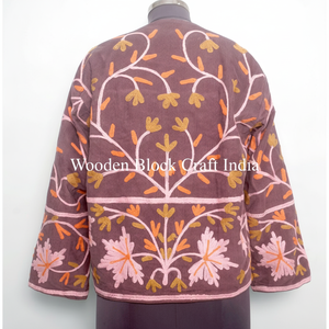 Indian Embroidery Quilted Eco-Friendly Cotton <b>Jacket</b> <b>Women</b> Winter Wear Heavy Double Pocket Bridesmaid Gift Front closure <b>jacket</b> - Product Image 1