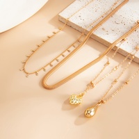 Ensemble de colliers élégants multi-couches avec pendentif cœur en forme de larme pour femme, style rétro, pour soirée, collier ras-du-cou empilable, accessoires de bijoux, cadeau