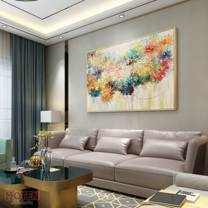 Pintura al óleo de acrílico floral abstracta pintada a mano arte decorativo elegante para sala de estar con hermosas flores - Product Image 3