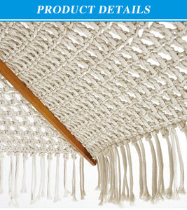 Sombrilla de Macramé Tejida a Mano, Estilo Bohemia, con Cuerda de Algodón, Poste de <span class=keywords><strong>Madera</strong></span>, Borlas Hechas a Mano, Toldo Tejido, Sombrilla de Playa - Product Image 6