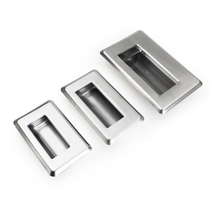 มือจับแบบฝังสแตนเลสทรงสี่เหลี่ยมผืนผ้า ป้องกันสนิม อุปกรณ์ประตูตู้เสื้อผ้า ดีไซน์อุตสาหกรรม - Product Image 1