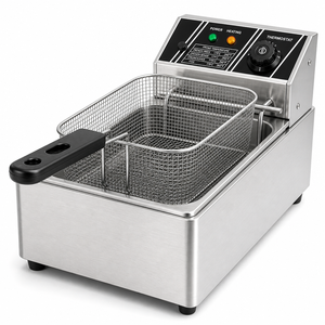 Friteuse électrique commerciale 2,5 kW en acier inoxydable à cuve unique, modèle de comptoir avec panier amovible pour restaurant - Product Image 1