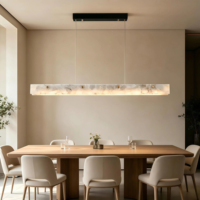 JYLIGHTING Luminaire suspendu linéaire moderne en marbre, lustre rectangulaire en albâtre espagnol pour cuisine et salle à manger
