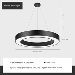 Lustre anneau circulaire créatif vent industriel led cercle lumière bureau salle de sport magasin hall centre commercial anneau lumineux - Product Image 2