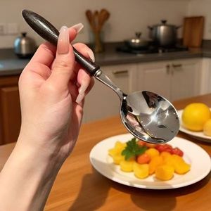 Imitation Chicken Wing Wood Round <b>Spoon</b> Stainless Steel Rust Resistant <b>Serving</b> <b>Spoon</b> For Catering - Product Image 1