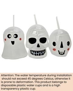 ハロウィーンパーティーの好意のためにふたとストローを備えた頭蓋骨の形をしたプラスチック飲料メガネ - Product Image 4