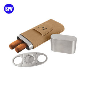 Caja de cigarros azul/plata Laserable Leatherette Blanks con cortador - Product Image 4