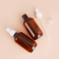 Bouteilles cosmétiques en plastique couleur ambre vides, forme Boston, avec pompe pulvérisatrice fine, pour stockage à l'abri de la lumière