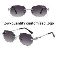 Lunettes de soleil polygonales sans monture de luxe pour hommes et femmes, lunettes de soleil géométriques en métal à coupe diamant, lunettes de soleil vintage hip-hop, logo personnalisé, UV400