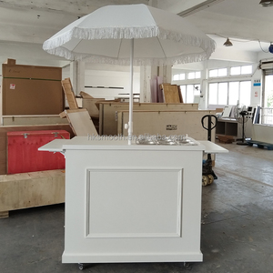SMOOTH Wedding Birthday Party Cake Dessert Display <b>Foldable</b> Movable PVC Wood White Candy <b>Cart</b> With Umbrella - Product Image 2