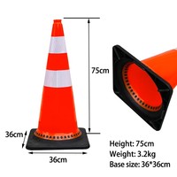 Cône de signalisation routière en PVC noir de 36 pouces, produit de sécurité routière, matériau réfléchissant, caoutchouc et PE