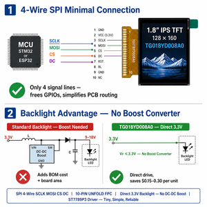 Módulo LCD TFT IPS <span class=keywords><strong>de</strong></span> 1.8 Pulgadas, 240x284, Interfaz SPI ST7789, 350 Nits, Retroiluminación LED, Normalmente Negro, Ultra Delgado, para Sistemas MCU Integrados - Product Image 2