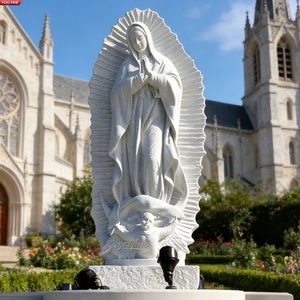 YOUFINE Estatua <span class=keywords><strong>de</strong></span> Nuestra Señora <span class=keywords><strong>de</strong></span> <span class=keywords><strong>Guadalupe</strong></span> Tallada a Mano en Mármol Blanco, Escultura Religiosa para Iglesia y Jardín - Product Image 4