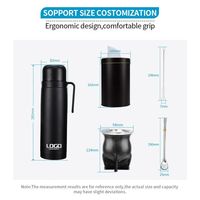 Gourde Yerba Mate en céramique argentine personnalisée de 8oz avec coque en cuir tasse à thé isolée gourde Mate ensemble de paille Bombilla tasse à café