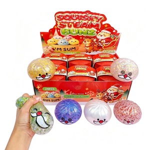 Squishy Steam Bunz 8.5cm Christmas Glitter Gel Dumpling TPR Squishy Toy Simulation Food Stress Relief <b>Fidget</b> Ball Gift for Kids - Product Image 1