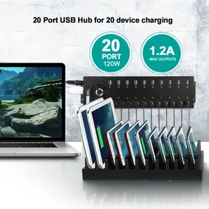 Sipolar A805P 20 Cổng Usb 2.0 Hub Cho PSP Phụ Kiện Máy Tính Trạm Sạc Cho Nhiều Điện Thoại