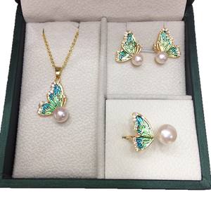 طقم مجوهرات SHDIYAYUN عالي الجودة من لؤلؤ المياه العذبة الطبيعي بتصميم الفراشة الكلاسيكي - Product Image 5