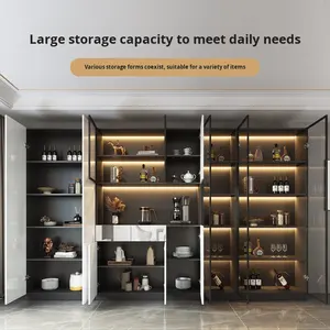 Santopova Modern <b>High</b>-<b>Gloss</b> Wood Panel Sideboard with LED Lights-220CM Large Storage Cabinet for Living Room & Kitchen - Product Image 2