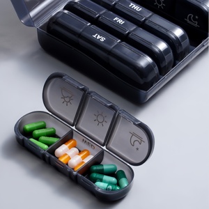 Organizador de Pastillas Diario, Estuche de Viaje Semanal para Pastillas AM/PM, Organizador de Medicamentos de Forma Oblonga, Contenedor de Pastillas para 7 Días - Product Image 1