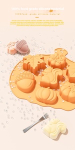 Moule en Silicone Citrouille <span class=keywords><strong>d</strong></span>'<span class=keywords><strong>Automne</strong></span> Halloween 3D Pomme de Pin <span class=keywords><strong>Feuille</strong></span> de Chêne Plateau de Cuisson pour Chocolat Bonbons Gâteaux Savon Gelée - Product Image 5