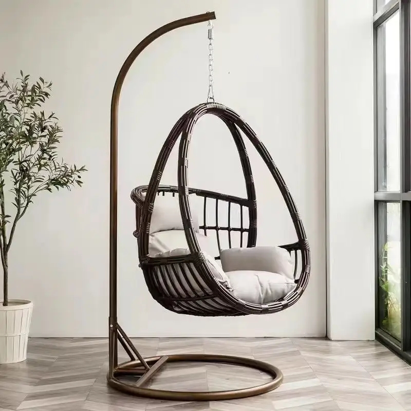 Fashion Style Egg Shape Hanging Chair Outdoor Furniture Garden Rattan Swing Chair