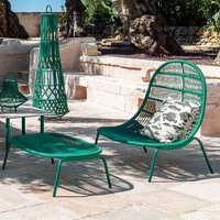 Ensemble de chaises de salon de style designer pour l'extérieur, hôtel, villa, en corde tressée, pour patio, balcon, piscine, meubles de loisirs