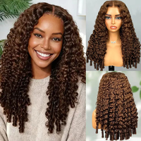 Perruque Lace Front Brésilienne 13x6 sans colle, en cheveux humains vierges naturels, avec ondulations profondes bouclées birmanes et dentelle HD transparente complète