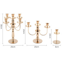 Petit chandelier européen en fer doré à 5 têtes pour la décoration de table de mariage, de maison, d'hôtel et de restaurant