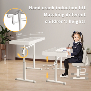 Escritorio de estudio LED moderno para niños, nuevo juego de mesa elevables en sillas de rosa y azul, plástico duradero para el hogar, hoteles, bares para uso en centros comerciales - Product Image 3
