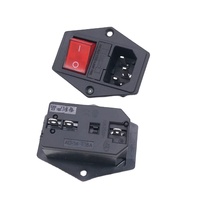 Interrupteur de prise de courant alternatif AC-01 avec lampe avec porte-fusible avec oreille 10A / 250V 10A 250VAC 3 broches Iec320 C14 prise de connecteur d'entrée