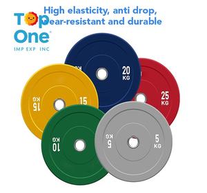 TopOne Gym Fitness haltérophilie Powerlifting ensemble de pièces d'haltères plaques de poids en fonte de caoutchouc - Product Image 4