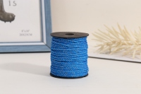 Cordon en polypropylène tressé 8 brins, fil doré 4 mm sur bobine noire, idéal pour emballages cadeaux et cordons de vêtements
