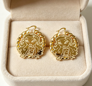 Pendientes Personalizados con Personajes de Dibujos Animados, Pendientes de Aro de Acero Inoxidable con Baño de Oro de 18K para Mujer, Joyería de Moda - Product Image 1