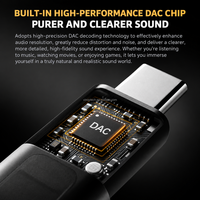 Convertisseur audio numérique AM02 USB Type C vers 3,5 mm, amplificateur de casque HiFi, 96 kHz 24 bits DAC ADC, dongle compact noir