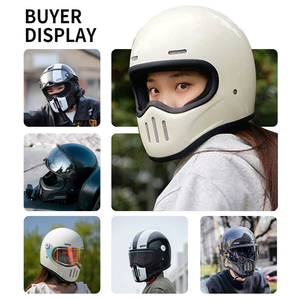 Venta caliente Retro Full Face Fibra de vidrio AD Cascos de motocicleta Tamaño XL con visera abatible Protección de seguridad para carreras de carretera - Product Image 4