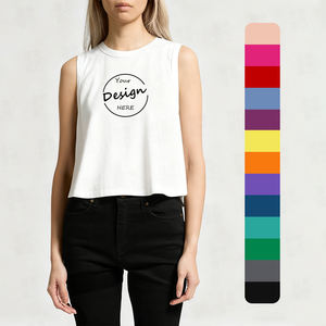 Vente en gros de t-shirts courts sans manches pour femmes de haute qualité, pour le yoga, l'entraînement sportif, en coton, décontractés, respirants, pour la salle de sport, le sport, le fitness - Product Image 1