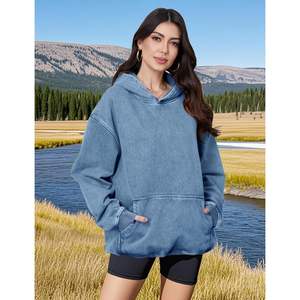 Sudadera con capucha de lana de gran tamaño lavada con ácido Vintage 2025 2025 para hombres y mujeres, sudadera de peso pesado, sudaderas con capucha para parejas - Product Image 2