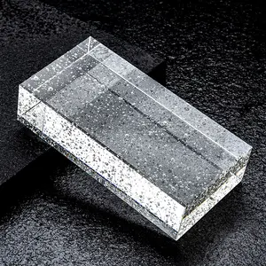 Bloque de vidrio cuadrado transparente, Partición de ladrillo de cristal de burbuja de molienda fina sólida