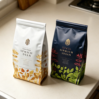 Sachets personnalisés CM imprimés, 200g, 400g, 500g, en plastique de qualité alimentaire, à fermeture éclair, fond plat, soufflet latéral, avec valve, pour café, chewing-gum, aliments en conserve