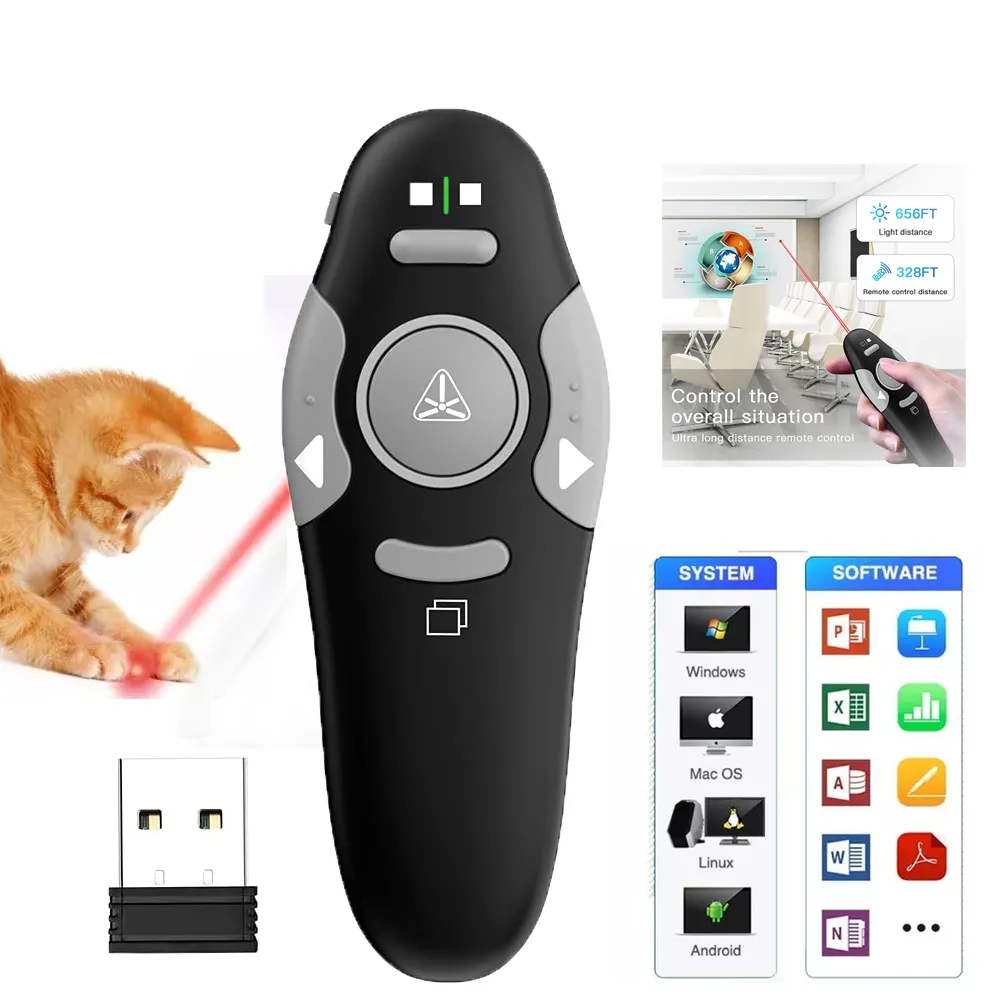 MRSVI 2.4G RF Wireless Presenter PPT Presentation Red Laser Pointer Page Turning Remote Control Air Mouse PowerPoint Clicker