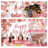 Blanc et or Rose cérémonie noël mariage joyeux anniversaire fête fournitures décoration décor ballon guirlande arc Kit ensemble