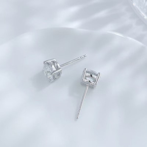 <span class=keywords><strong>Pendientes</strong></span> de Oro Blanco de 18K con Diamantes Cultivados en Laboratorio, Corte Brillante Redondo, Doble Cuatro Puntas, Certificados por IGI para Mujer - Product Image 2