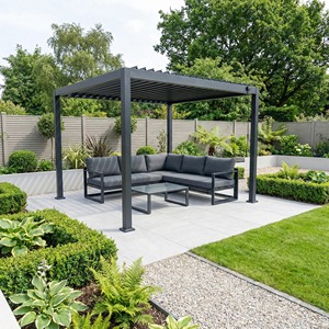 Pérgola Robusta <span class=keywords><strong>de</strong></span> Aluminio Independiente con Base <span class=keywords><strong>de</strong></span> Anclaje <span class=keywords><strong>para</strong></span> Terrazas <span class=keywords><strong>de</strong></span> Concreto y Madera - Product Image 1