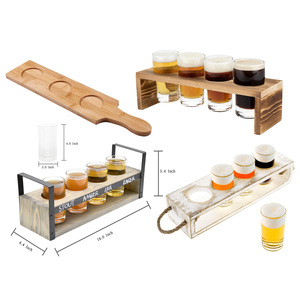 Plateau de dégustation de bières carré et rond en bois d'érable, de noyer et d'acajou avec finition naturelle pour l'<span class=keywords><strong>Italie</strong></span>, Big Whale, Jenlain, Nikka - Product Image 4