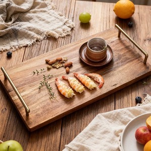 Bandeja de almacenamiento de madera con asas para el hogar, cocina, encimera, organizador decorativo, bandeja de servicio a la venta, de proveedor indio - Product Image 3