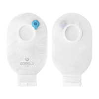 Sac de stomie Zodelo en deux parties, fabricant CE OEM, transparent, réutilisable, contrôle des odeurs, poche de colostomie pour soins d'iléostomie