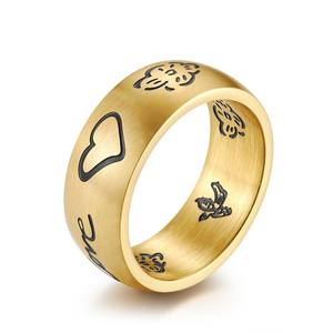 Heart Shape Titanium Steel <b>Ring</b> Men's Gold Color Index Finger Jewelry Gift - Product Image 1